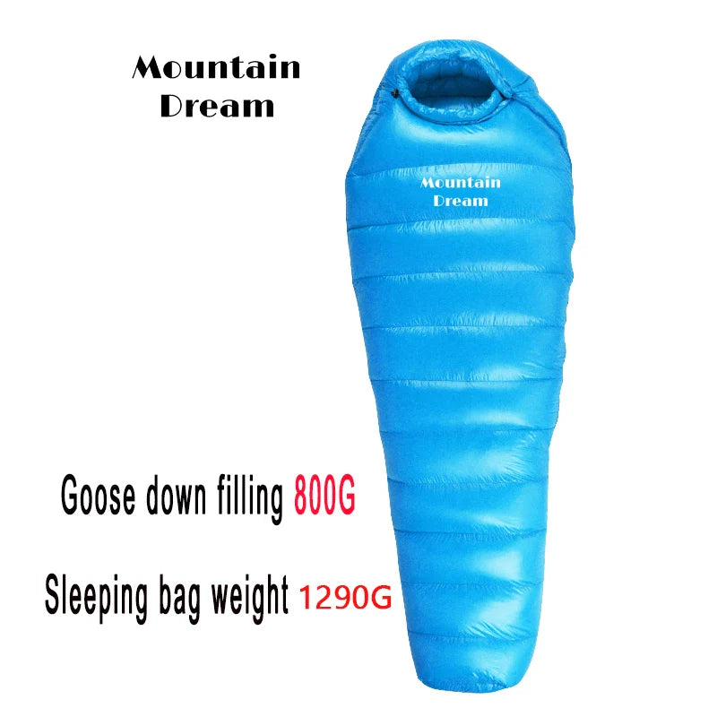 Winter Down Sleeping Bag for Adults – Mummy Style White Goose Down, Warm & Three-Season Camping Bag