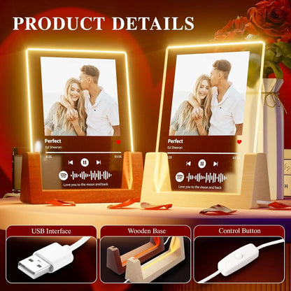 Customized Spotify Music Plaque – Personalized Acrylic Photo Frame Lamp for Anniversary, Birthday & Romantic Gifts