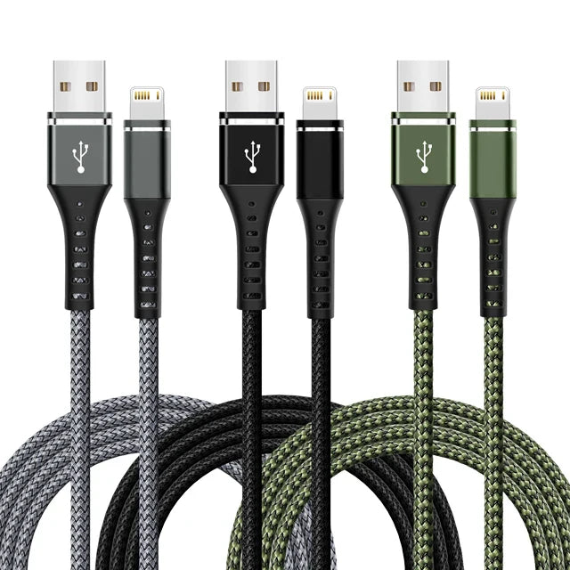 Original Lightning Cable USB – Fast Charging Wire for iPhone 14-6S Plus, X, XR, XS, 13, 12, 11 Pro Max, SE, Nylon Braided Charger Cord