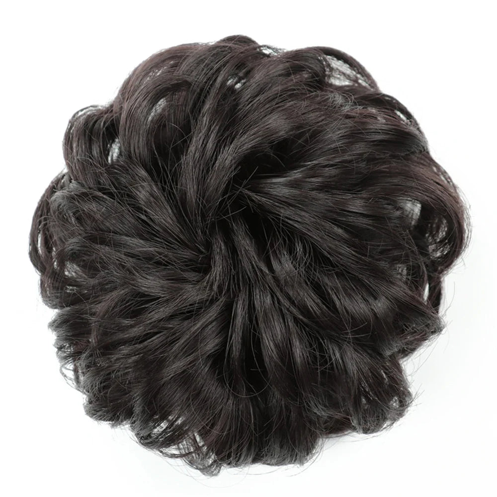 Azqueen Synthetic Messy Bun Chignon – Gray Brown Hair Bun Pad with Elastic Rope & Rubber Band Hair Extensions