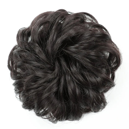 Azqueen Synthetic Messy Bun Chignon – Gray Brown Hair Bun Pad with Elastic Rope & Rubber Band Hair Extensions