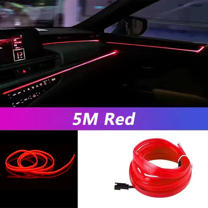 5M Car Interior LED Strip Light - USB Flexible Neon Ambient Lighting for Auto DIY Decoration