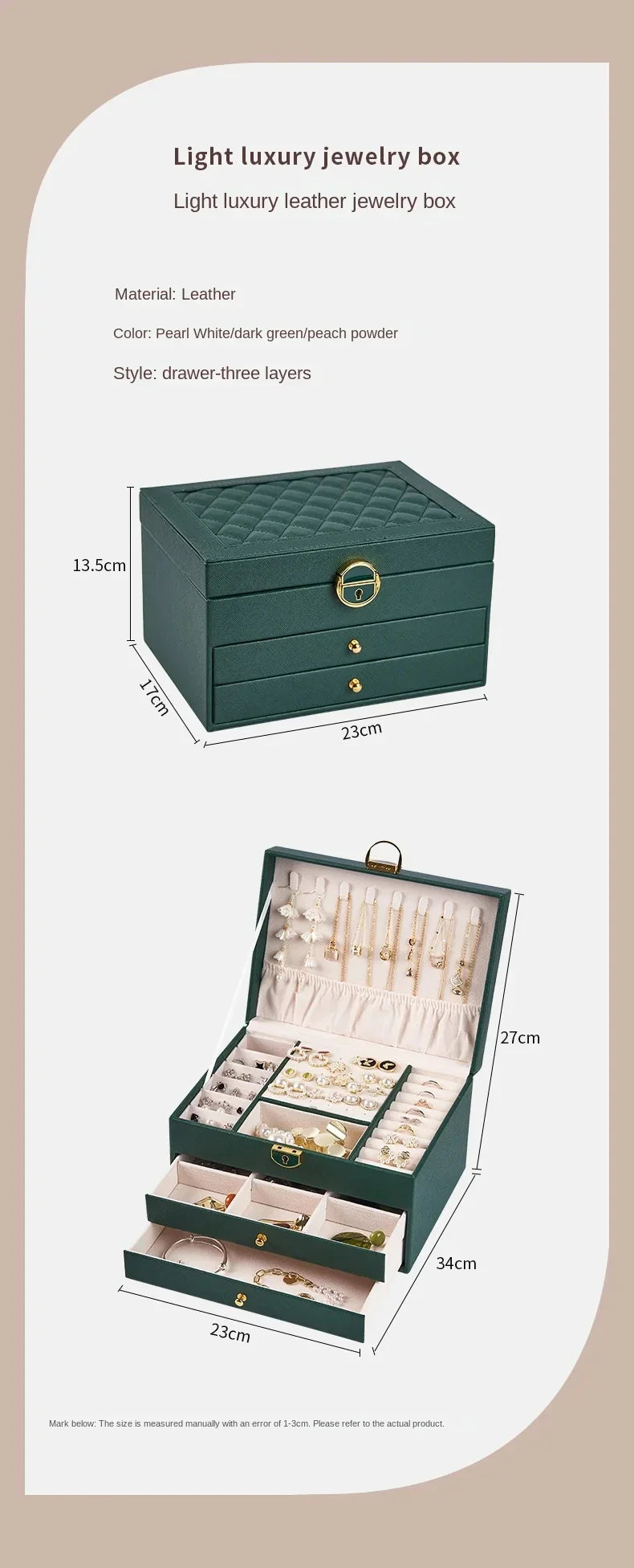 High-End Multi-Layer Jewelry Box – Large Capacity Drawer Organizer for Earrings and Accessories