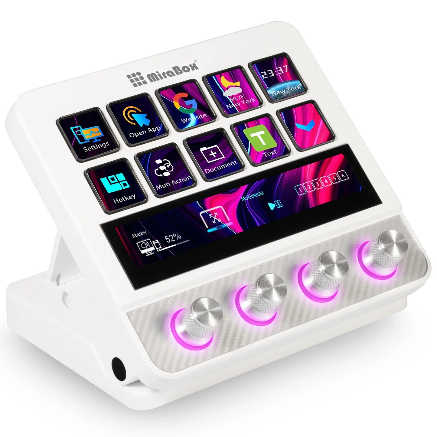 MiraBox N4 Pro Stream Deck Controller - 10 Programmable LCD Keys with 500+ Plugins for Streaming & Editing