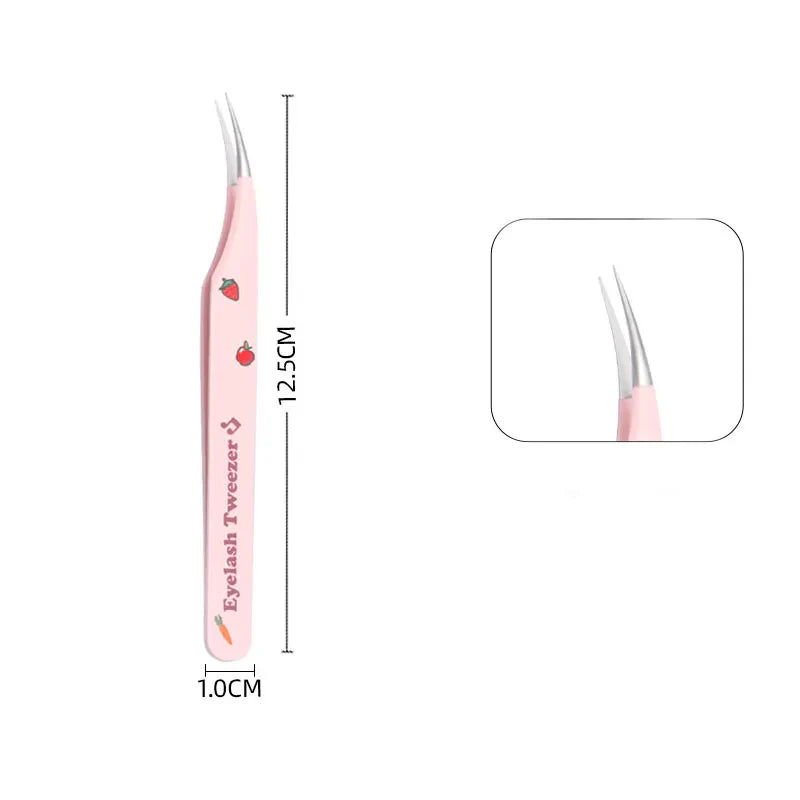 6 Types False Eyelash Tweezers — Stainless Steel Anti-Static Curved & 3D Lash Tools