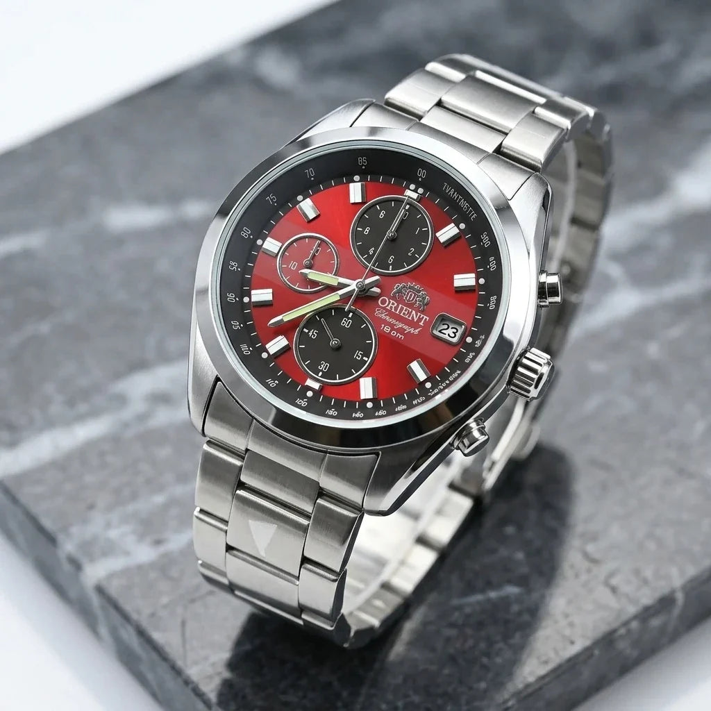 Orient Quartz Chronograph Men's Watch - Tachymeter, Date Display, 100M Water Resistant Stainless Steel Sports Wristwatch
