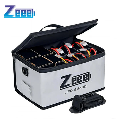Zeee LiPo Safety Bag — 10-Cell Fireproof Adjustable Battery Storage Pouch, Large Capacity Safe Charging Guard Bag