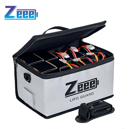 Zeee LiPo Safety Bag — 10-Cell Fireproof Adjustable Battery Storage Pouch, Large Capacity Safe Charging Guard Bag