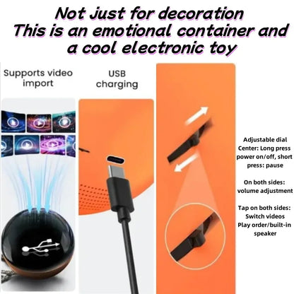 Customizable Video Glass Ball Lamp — DIY Spherical Pixel Display with Detachable Video & Sound Game Screen