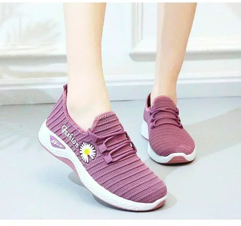 Women's Fashion Sports Shoes – Breathable Mesh, Soft Thick Sole, Lightweight Casual Trendy Coconut Sneakers