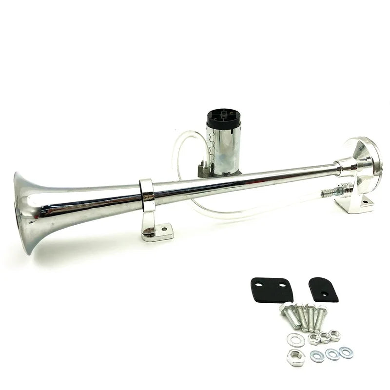 Universal 17-Inch Single Trumpet Air Horn Kit – 12V Compressor, 150dB Super Loud Car/Truck/Boat/Motorcycle Horn with Air Hose
