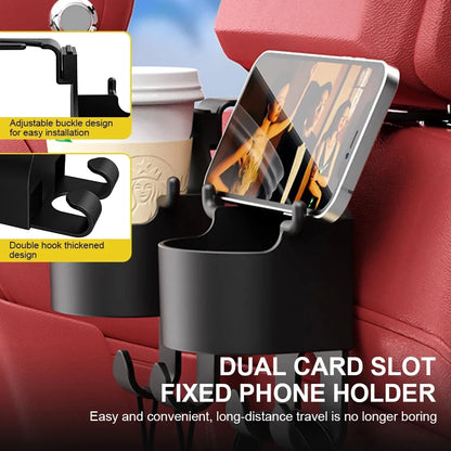 Universal Car Seat Headrest Hook Hanger with Cup Holder - New Organizer for Handbag Storage, Vehicle Accessory