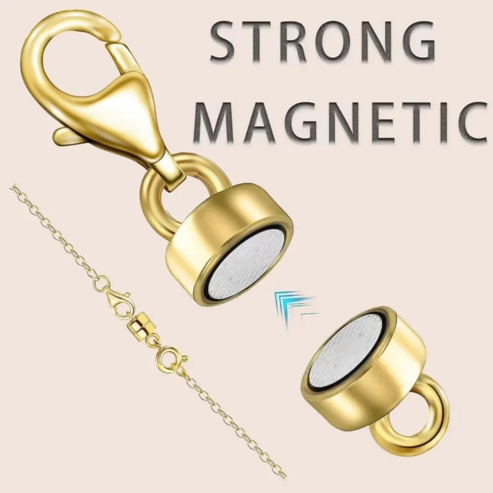 4pcs Magnetic Necklace Clasps - 14K Gold & Silver Plated Jewelry Clasp Converters with Lobster Closure