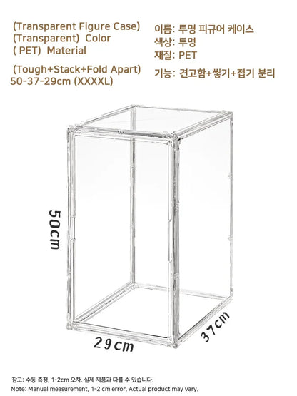 50×37×29cm Transparent Toy Organizer & Display Cabinet – Durable Storage Box for Helmets, Shoes & Books