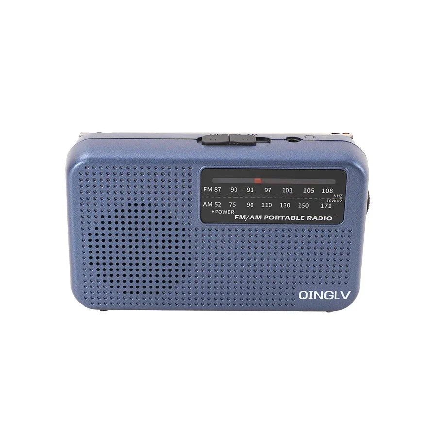 Mini FM/AM Two-Band Radio — 1W Loud Speaker with 3.5mm Headphone Jack & 180° High-Performance Antenna for Home Use