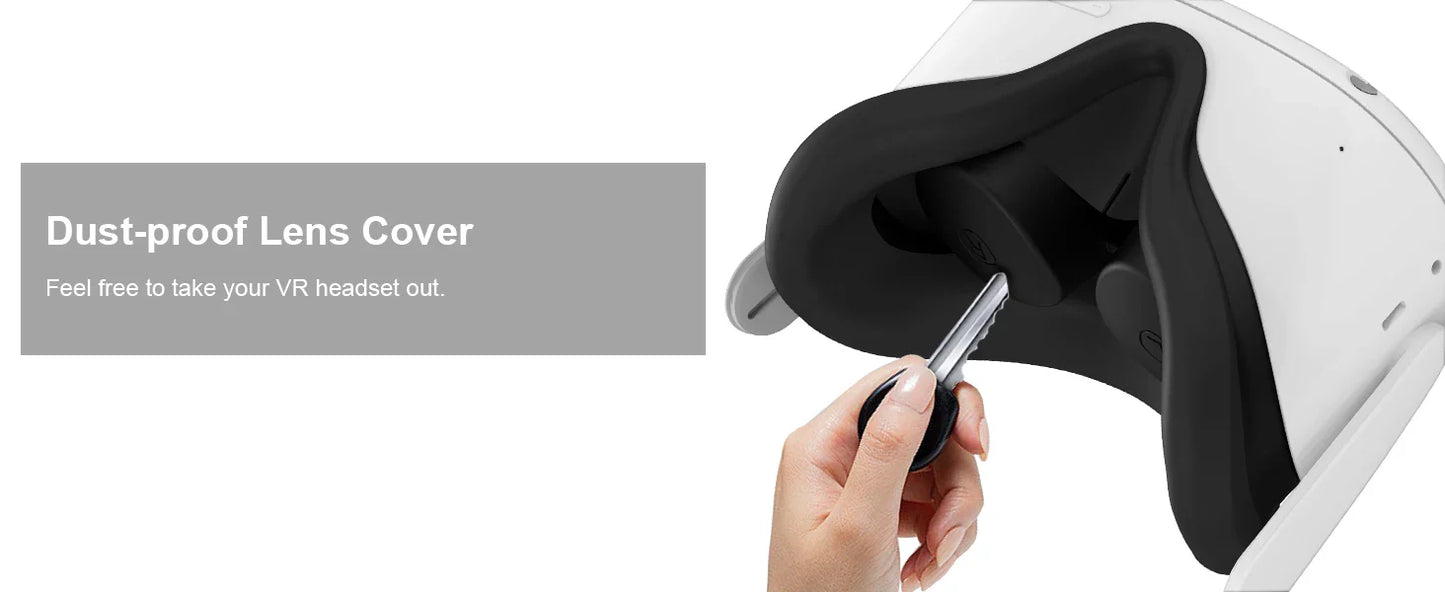 Oculus Quest 2 Face Pad Cover with Lens Protectors — Washable Silicone VR Cover for Meta Quest 2 Accessories