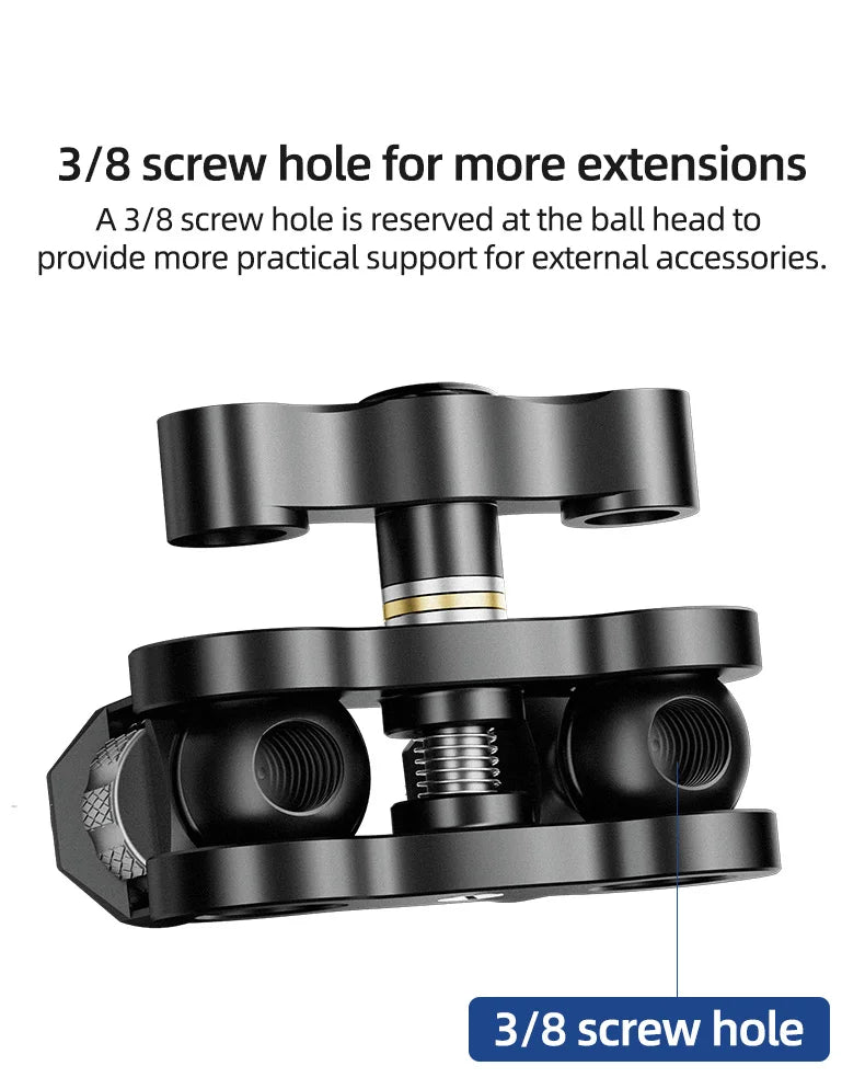 BEXIN TM-5 Articulating Magic Arm with Dual Ball Head, 1/4" Screw for Tripod, Phone Clip, LED Light, LCD Monitor, and Microphone