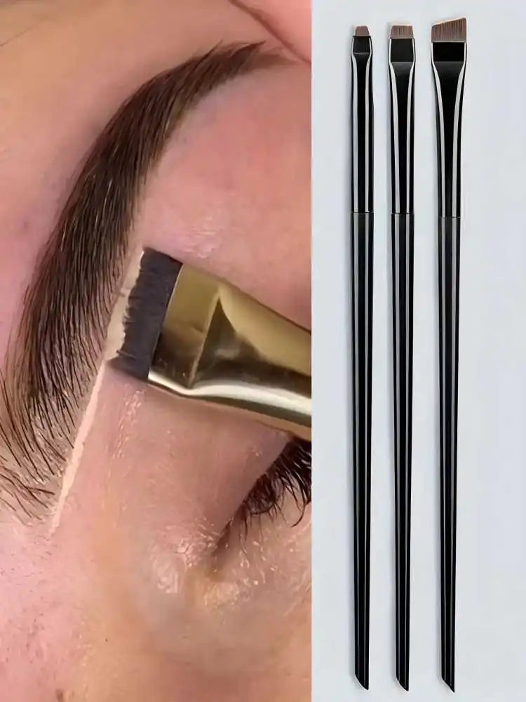 3-Piece Eyeliner & Eyebrow Brush Set — Ultra-Fine & Flat Tips for Precise, High-Quality Makeup Application