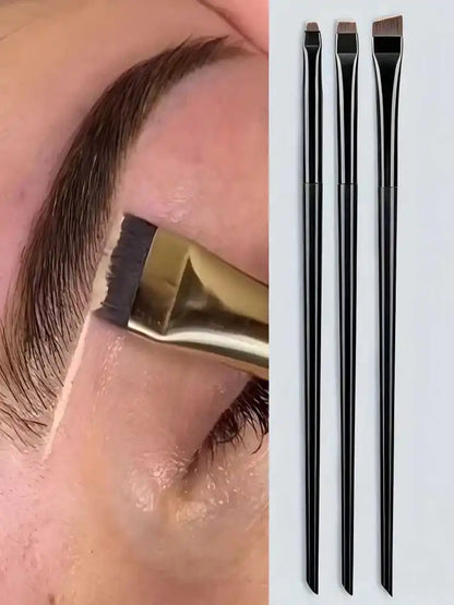 3-Piece Eyeliner & Eyebrow Brush Set — Ultra-Fine & Flat Tips for Precise, High-Quality Makeup Application