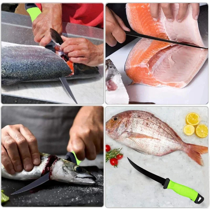 Stainless Steel Fillet and Boning Knife - Multi-Purpose Meat Cleaver, Butcher Knife, Fruit Cutter - Slicing Kitchen Knives for Fish