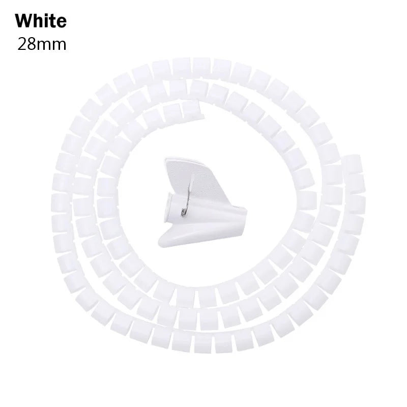 2M Spiral Cable Protector — Wire Organizer Tube for Computer Cords, Cable Management Clip, 10/16/22/28/32mm