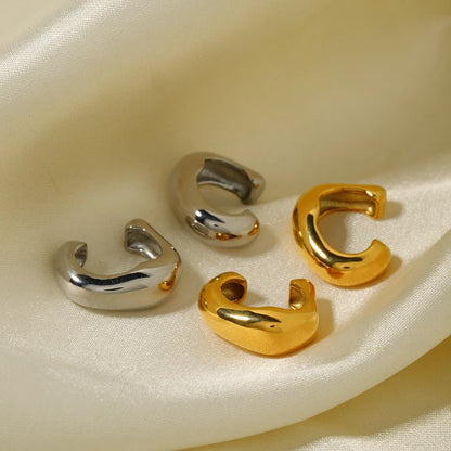 18K Gold Plated Punk Hip Hop Irregular Ear Clip – Waterproof Trendy Stainless Steel Jewelry