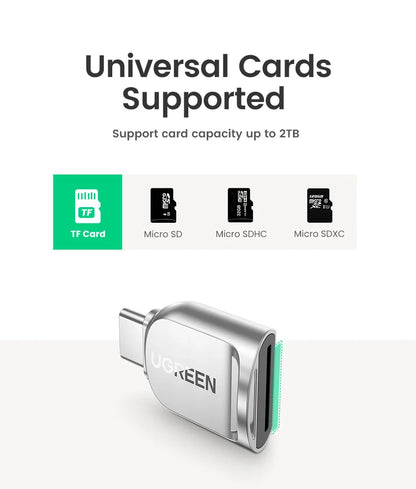 UGREEN USB-C to Micro SD/TF Card Reader – USB 3.0 OTG Adapter for Laptop, PC, Tablet & Phone (Windows/MacOS)
