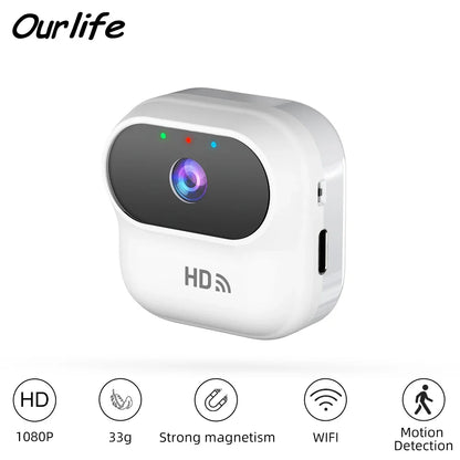 Ourlife A800 Mini Security Camera - 1080P WiFi Smart Home Monitor with Motion Tracking