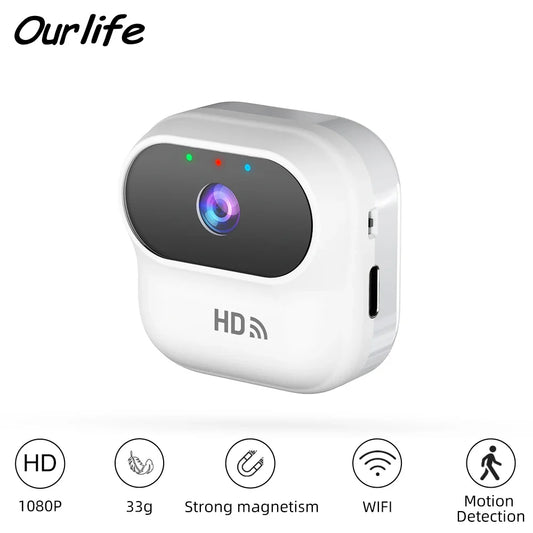 Ourlife A800 Mini Security Camera - 1080P WiFi Smart Home Monitor with Motion Tracking