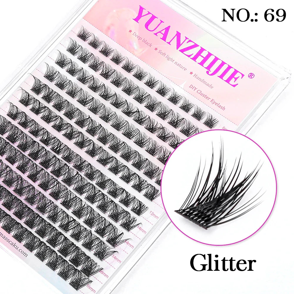 DIY 144 Cluster Lashes YUANZHIJIE – Natural C/D Curl Segmented Mink Individual Eyelash Extensions Kit for Home Makeup & Professional Volume Look (Free Shipping)