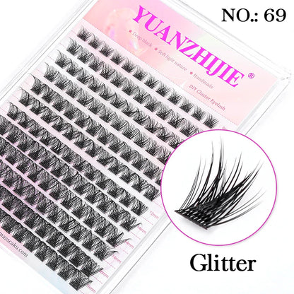 DIY 144 Cluster Lashes YUANZHIJIE – Natural C/D Curl Segmented Mink Individual Eyelash Extensions Kit for Home Makeup & Professional Volume Look (Free Shipping)