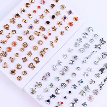 36 Pairs Colorful Rhinestone Stud Earrings – Mixed Animal & Fruit Styles for Women & Girls, Wedding & Party Jewelry Gift