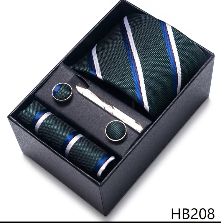 Men’s Tie and Pocket Square Gift Set – 2023 Mixed Colors Paisley Necktie in Box, Wedding Suit Accessory