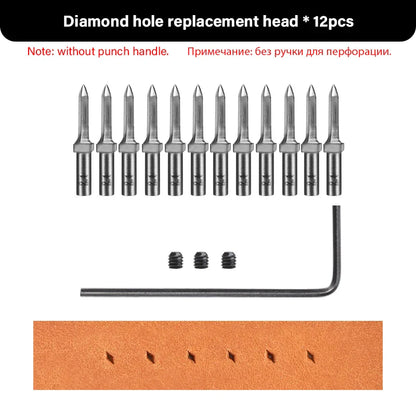 WUTA 3G Replaceable Leather Punch Heads – Diamond, Olive & Round Hole Pricking Irons for DIY Leathercraft
