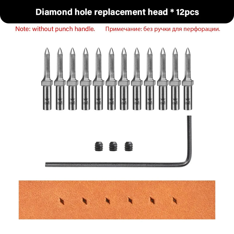 WUTA Leather Hole Punch Tool - Multifunctional Round Pricking Iron with Interchangeable Heads for Leather Craft & Stitching