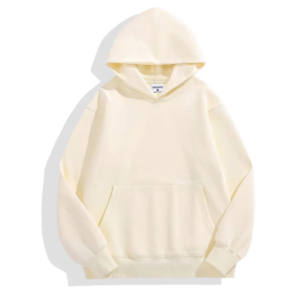 480gsm Heavyweight Cotton Fleece Hoodie – Unisex Plus Velvet Thick Pullover Sweatshirt with Hood