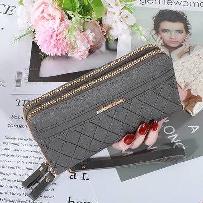 Long Women’s PU Leather Wallet – Double Zipper Tassel Clutch with Coin Purse & Card Holder