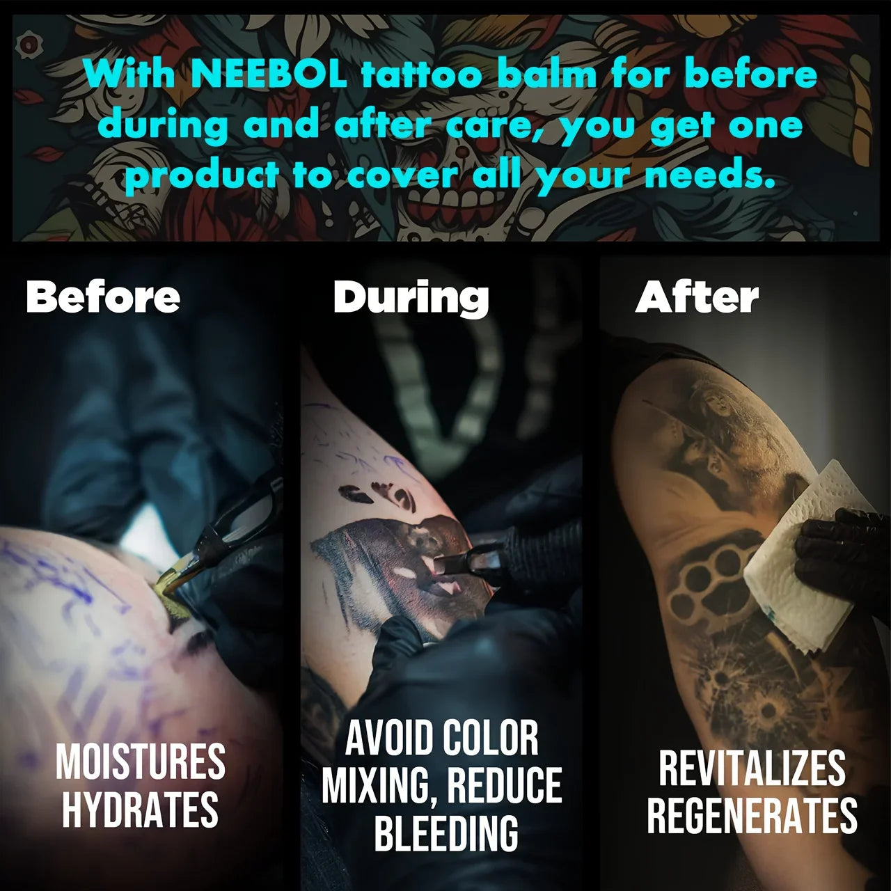 Tattoo Aftercare Butter Balm – Natural Ingredient Cream for Ink Color Enhancement & Moisturizing Old & New Tattoos