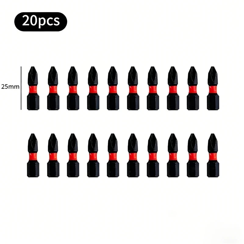 20PCS PH2 Magnetic Screwdriver Bit Set – 25mm Alloy Steel Anti-Slip Impact Phillips Drill Bits for Electric Screwdrivers & Outdoor Use