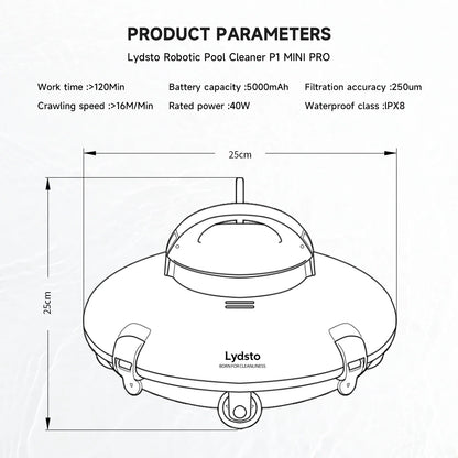 Lydsto Cordless Robotic Pool Cleaner - Automatic Swimming Pool Vacuum, Wireless Operation, Auto-Parking Feature