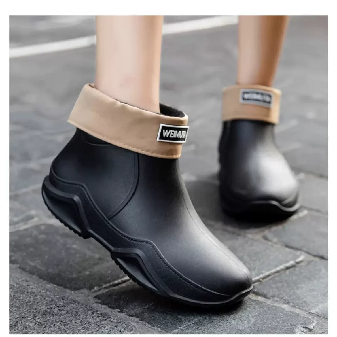 New Waterproof Rain Shoes for Women & Men – Ankle Rain Boots, Anti-Slip, Wear-Resistant, Plush for Summer & Winter