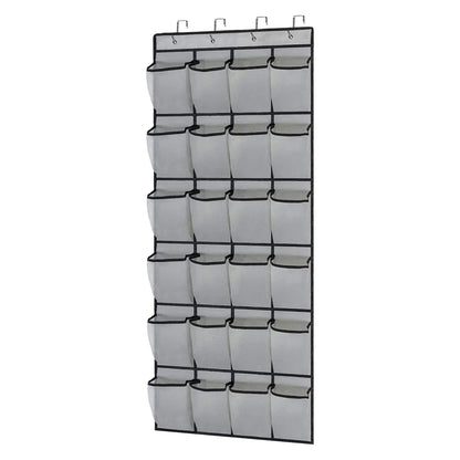 24-Pocket Clear-View Hanging Shoe Organizer with 4 Metal Hooks — Over-the-Door Wall Storage Bag