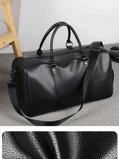 Retro Short Trip Bag – Large Capacity PU Waterproof Sports & Fitness Motorcycle Leisure Bag