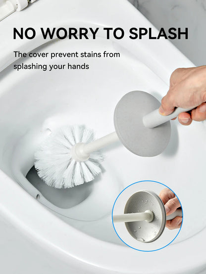 WORTHBUY Toilet Brush Set - Long Handle Bathroom Cleaning Brush with Standing Holder Base for WC Care