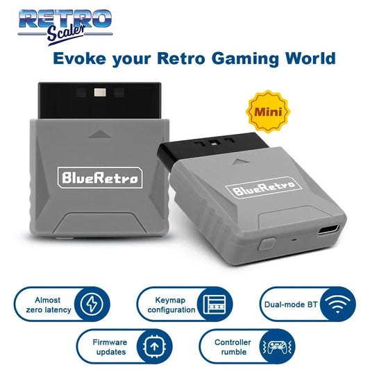 RetroScaler Mini BlueRetro Receiver Adapter – Wireless Controller Adapter for PS1, PS2, PS4, PS5, Xbox Series X, 8BitDo