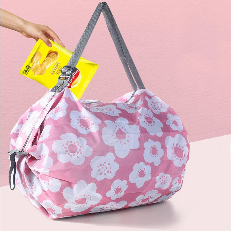Foldable Shopping Bag for Women - Ultra Lightweight Nylon Crossbody Tote with Large Capacity for Travel and Beach Storage