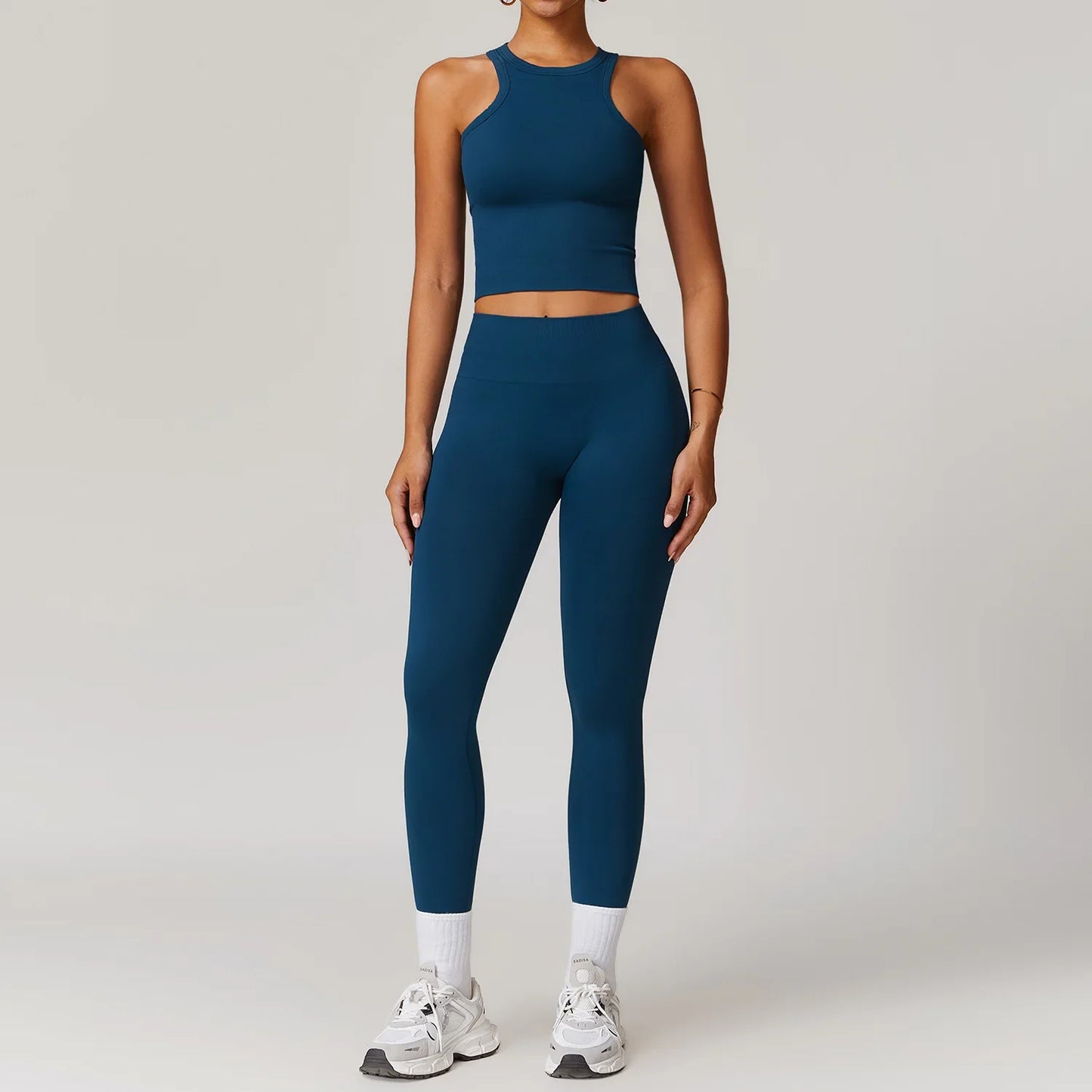 Women’s Seamless 2/3 Piece Yoga Set – Fitness Workout Sportswear with Leggings, Sports Bra & Long Sleeve Gym Outfit