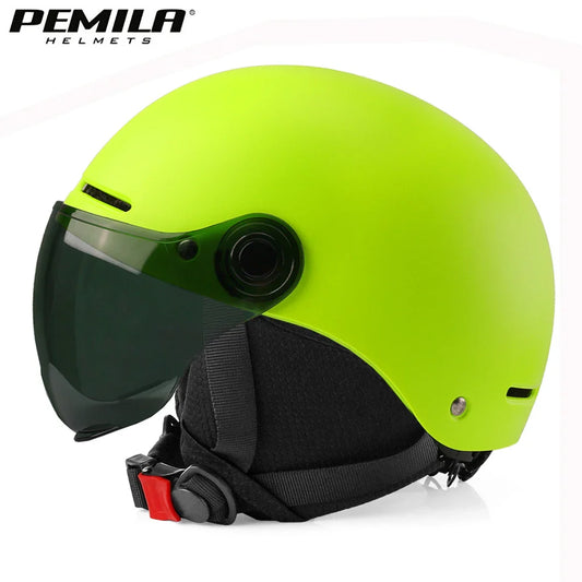 PEMILA Full Edge Wrap Cycling Helmet – MTB & Road Bike Helmet with Goggles, Ear Protection, for E-Bike & Bicycle