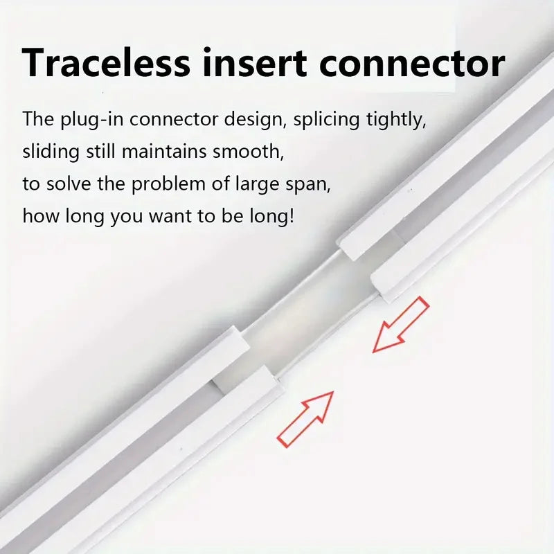 Self-Adhesive or Perforated Dual-Purpose Curtain Track - Nano Silent Slide Rod, Ceiling or Wall Mount for Curtains and Cabinets