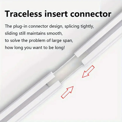 Self-Adhesive or Perforated Dual-Purpose Curtain Track - Nano Silent Slide Rod, Ceiling or Wall Mount for Curtains and Cabinets